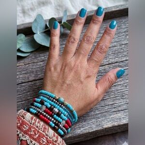 Turquoise Beaded Wrap Bracelet Stack - Women's Jewelry